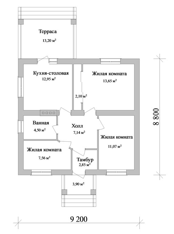 Проект дома на 3 комнаты - 96 фото